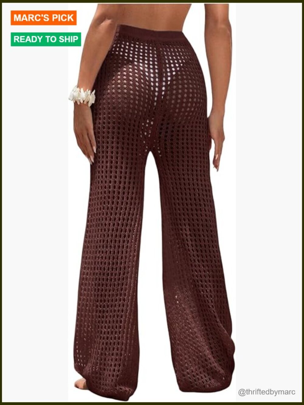 Women's Crochet Hollow Out Wide Leg Beach Cover Up Pants